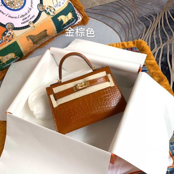 

bag single bags 2023 high designer quality crocodile mini second generation portable kellies shoulder herm es messenger leather women's