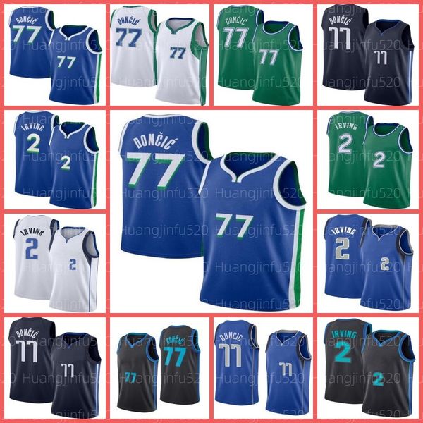 

kyrie irving luka doncic dalla maverick jersey basketball 2 77 2022 city mark fans shirt green white men, Black;red