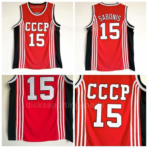 

ncaa college 15 arvydas sabonis jersey men university basketball cccp team russia jerseys sale team red breathable on sale, Black;red