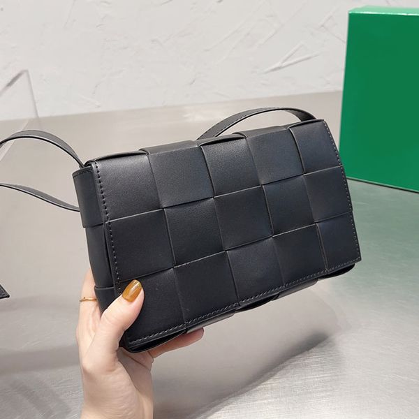 

cassette crossbody shoulder bag plain handbags purse genuine leather magnetic buckle classic weave wallet women clutch pocket