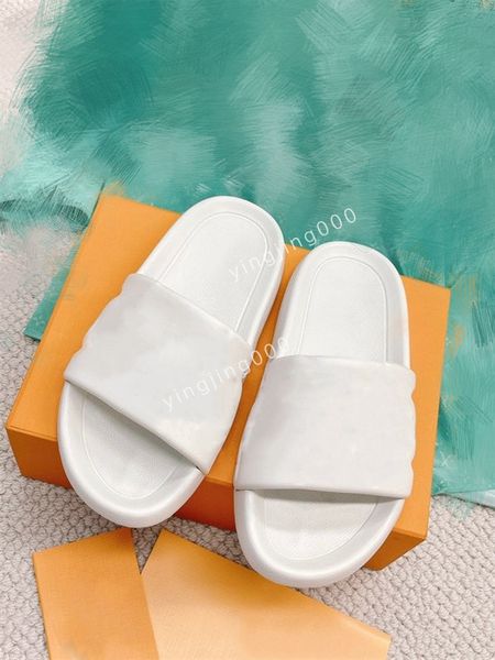 

2023 slipper pool pillow mules women designers sandals sunset flat comfort mules padded front strap slippers fashionable, Black