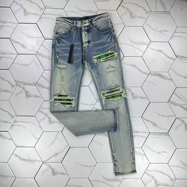 

mens jeans slim jeans distressed denim white designer leather pants with holes letters torn tattered knee ripped for man skinny straight leg, Blue