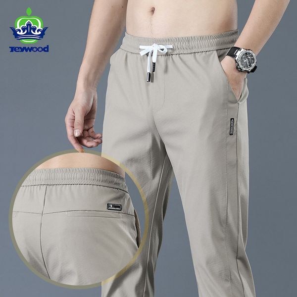 

men's pants jeywood brand spring summer men's casual pants slim pant straight thin trousers male fashion stretch khaki jogging 28-, Black