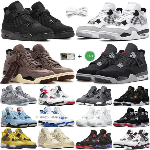 

4s 4 mens basketball shoes military black cat canvas violet ore lightning sail bred canyon pruple midnight navy men women trainers og air sh
