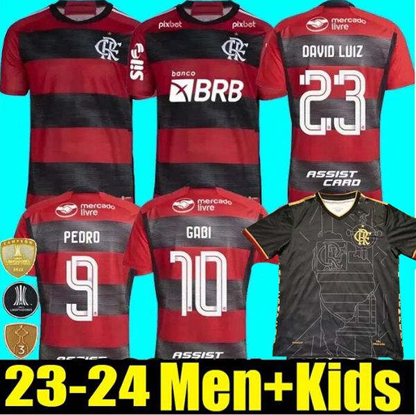 

cr flamengo soccer jerseys fans player version flamenco 23 24 special edition david luiz diego gabi football shirts 2023 2024 pedro de arras, Black;yellow