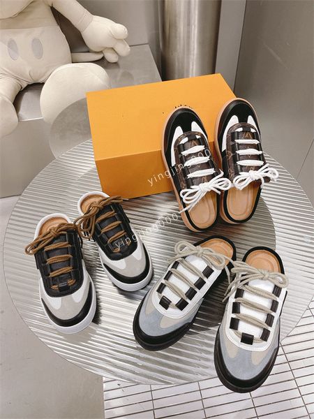 

2023 luxury designer women casual shoes trainers sneakers runway platform wedges round toe lace up mens loafers flats shoe size35-41, Black