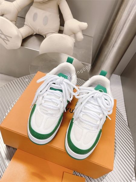 

2023 designer sneaker casual shoes black grey brown white green calf leather french mens shoe
