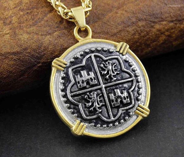 

pendant necklaces pirate spanish treasure coin chain 2023 necklace, Silver