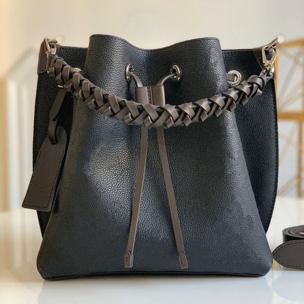 

7a spring and summer leather women's bags new luxury designer drawstring splicing hollow large capacity shopping bags bucket letters cl