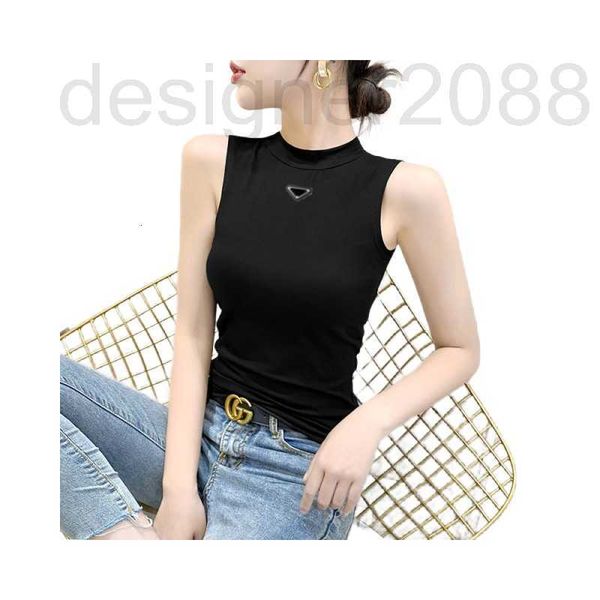 

women's tanks & camis designer women fashion letters inverted triangle embroidery vests knit collar vest short shirt classic lady elast, White