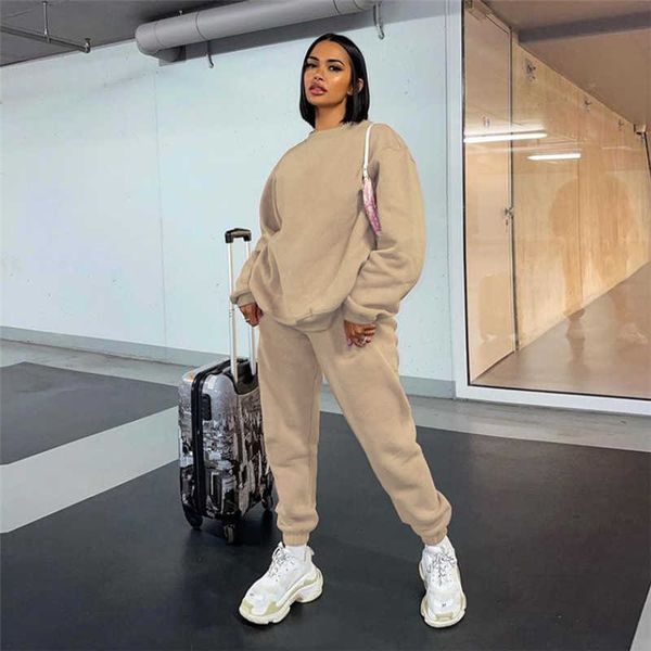 

women's pants capris 2021 autumn and winter women's new solid color loose sweater drawstring leggings suit for women t230210, Black;white