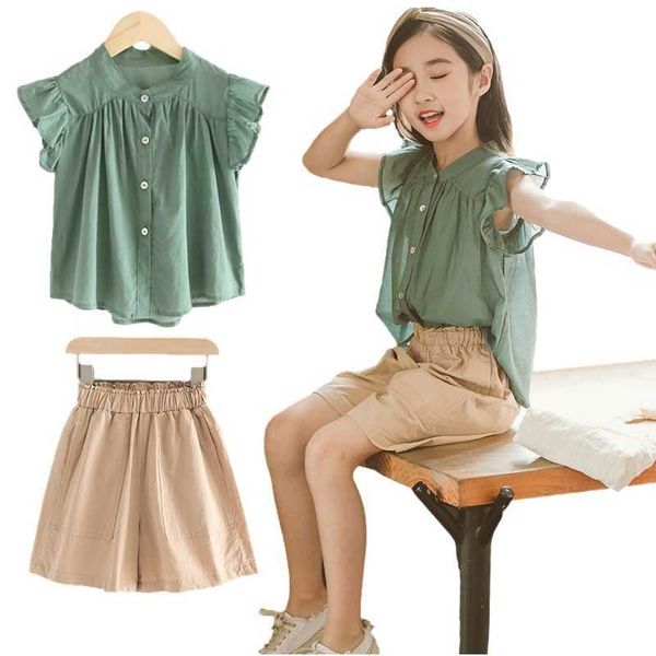 

clothing sets summer children clothes sets sports clothes for baby girls tshirts 2 piece set kids baby 3 to 13years teenager clothing suits, White