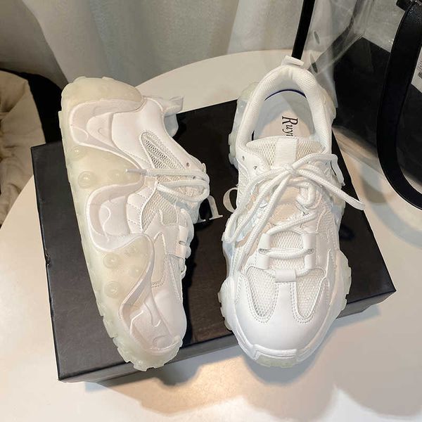 

dress shoes ocs luminous summer shoes breathable mesh increased thick bottom shoes dad casual shoes female student movement g230209, Black