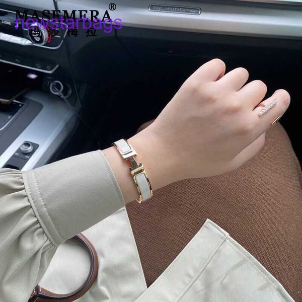 

designer herme bracelet online shop martha mera high-end brand jewelry h letter bracelet female enamel gold wrist ring classic all-around pu, Golden;silver