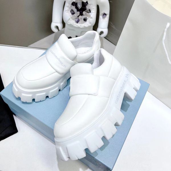 

2023 desinger monolith loafers women casual shoes platform trainers black leather shoe chunky round head brushed leather shoes increase plat