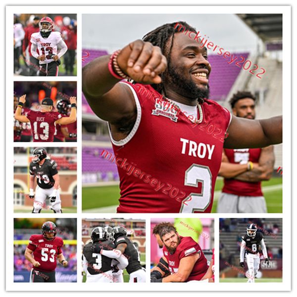 

jersey football troy custom trojans stitched mens youth peter costelli eric shaw taiyon palmer rajae' johnson jamarcus chatman charles, Black