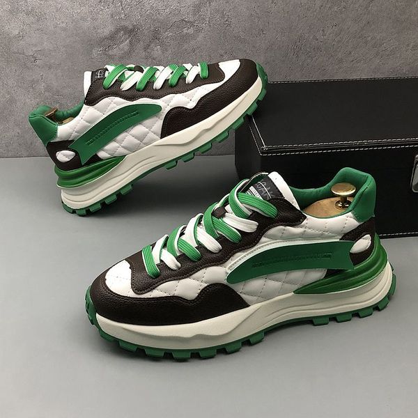 

italian designer dress wedding party shoes fashion breathable vulcanized casual sneakers round toe thick bottom business driving walking loa, Black