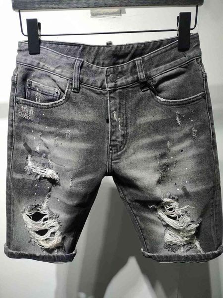 

dsquare jeans d2 new summer quality elastic feet scraping washing men's slim jeans and shorts qmc cbh, Blue