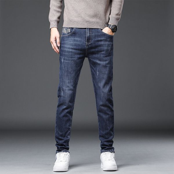 

men's jeans early spring casual slim straight highquality 230210, Blue