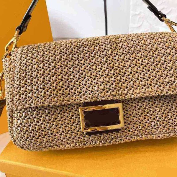 

fbag evening bag shoulder bag straw tote wallet suitable for summer seaside vacation high capacity with diagonal strap brand designer clutch
