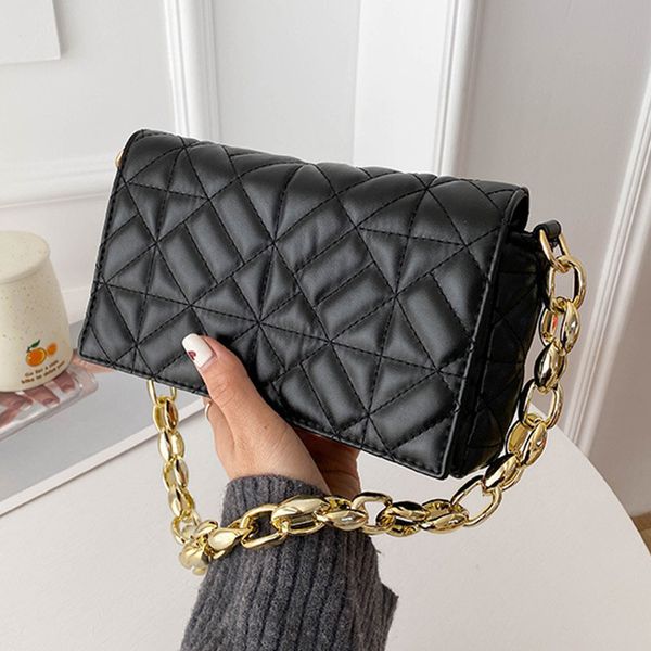 

evening bags fashion plaid shoulder bag thick chain underarm for women brand designer handbags and purses ladies crossbody 230210