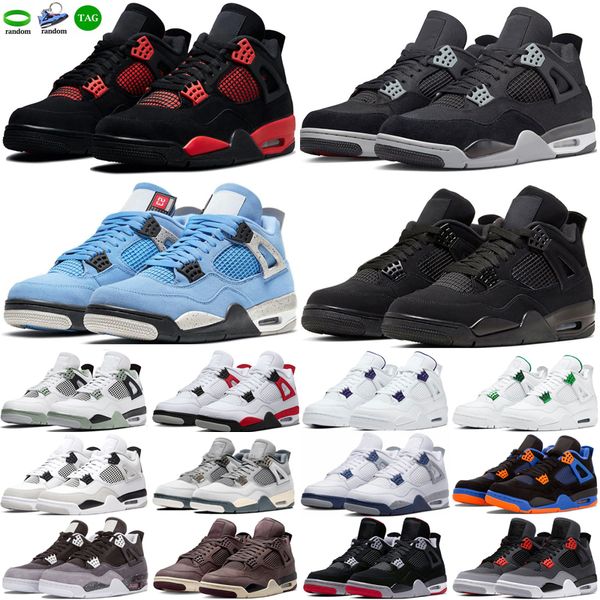 

4 4s basketball shoes for men women military black cat red cement white oreo sail university blue red thunder midnight navy bred cool grey s