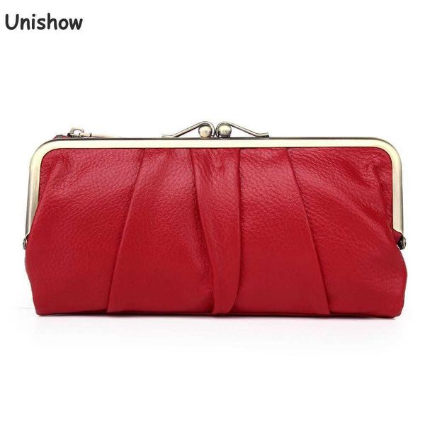 

wallets unishow genuine leather women wallet long clip women purse clutch brand designer cow leather ladies wallet female phone purse g23020, Red;black