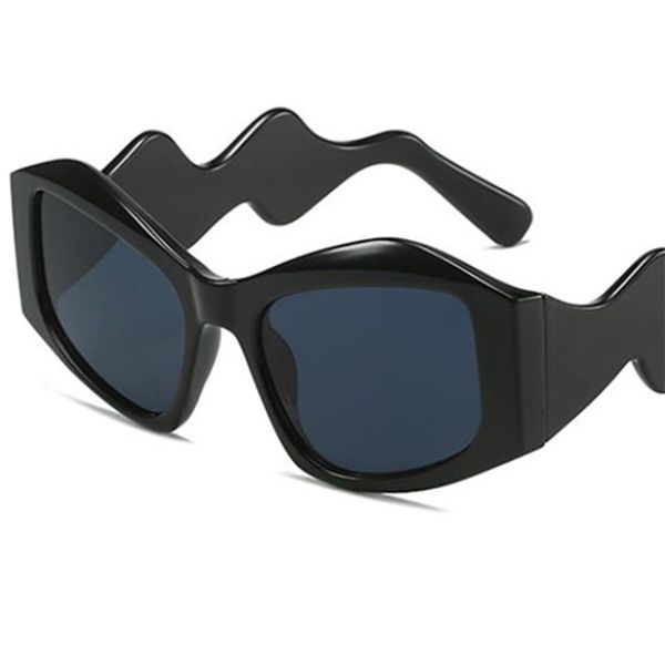 

new sunglasses irregular sun glasses personality anti-uv spectacles wave temples eyeglasses ornamental 7 colors available, White;black