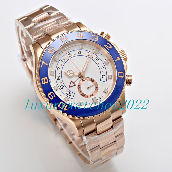 

watches for men 44mm rose gold automatic mechanical movement ceramic bezel sapphire glass high-quality stainless steel band sport wristwatch, Slivery;brown