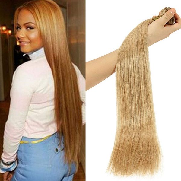

10a peruvian remy hair bundles stright 1 bundle #27 honey blonde, Black