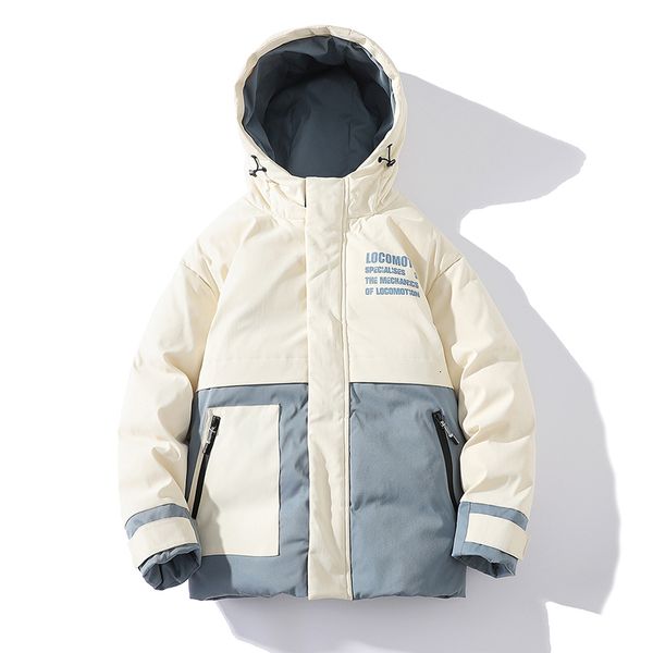 

men's jackets fashion patchwork hooded parka winter warm thick jacket high street windbreak zipper pocket coat 230210, Black;brown