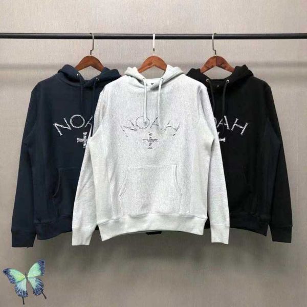 

men's hoodies sweatshirts noah zebra core embroidered cross hoodie sweatshirt loose gray hooded hoody j230208, Black