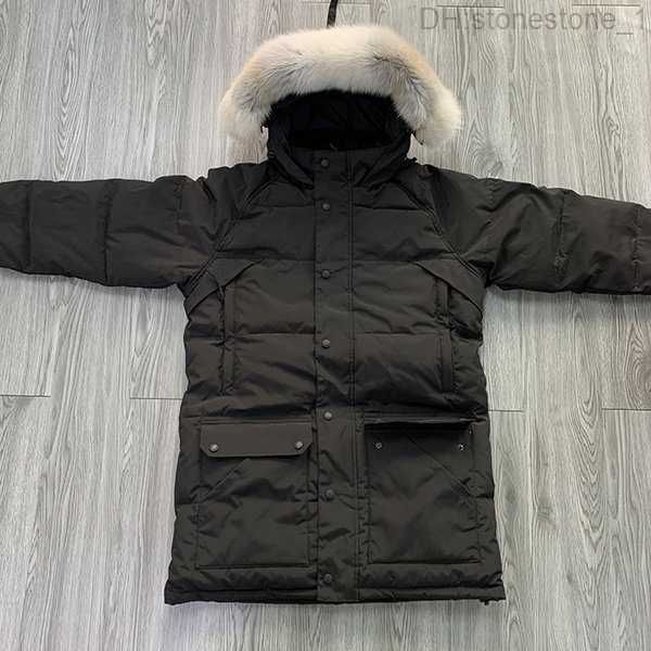 

men's winter down bomber jackets thick short white wolf fur fluffy detachable hat button coat male outdoor fashion classic warm windpro, Black