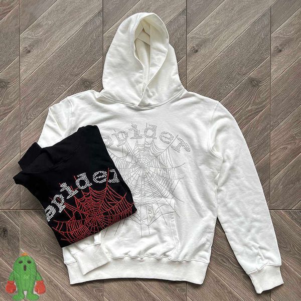 

men's hoodies sweatshirts spider hoodie 555555 hoodie sweatshirt set men women foam sp5der hooded sweatpants suit j230208, Black