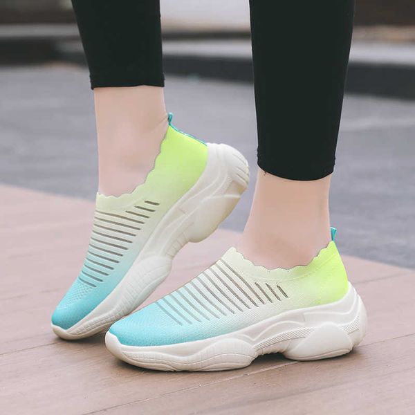 

dress shoes 2022 women sneakers summer sock sport shoes breathable mesh platform sneakers fashion slip-on running vulcanized shoes for women, Black