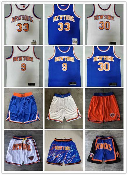 

new york''knicks''shorts mens throwback basketball shorts pocket basketball jersey 30 julius randle 9 rj barrett patrick, Black