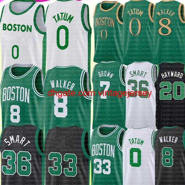 

2021 jayson 0 tatum jersey 33 kemba 8 walker jaylen 7 brown marcus 36 smart jersey mens basketball jerseys, Black