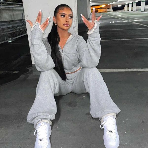 

women's pants capris 2021 autumn and winter women's new navel exposed waist short sweater casual pants suit women t230210, Black;white