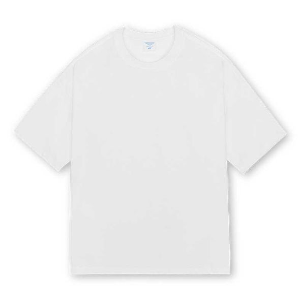 

solid color t-shirt men's short sleeve loose cotton double yarn 240g off shoulder sleeve fashion brand bottoming shirt men's white, White;black