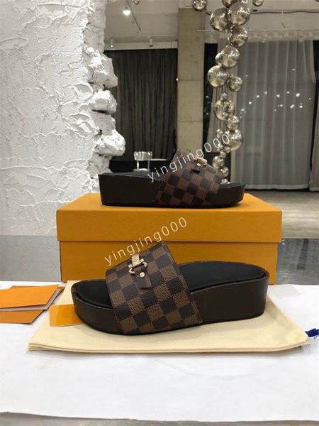 

designer sandals women luxury slide flats thick bottom flip flops embroidered printed rubber leather slippers size35-40, Black