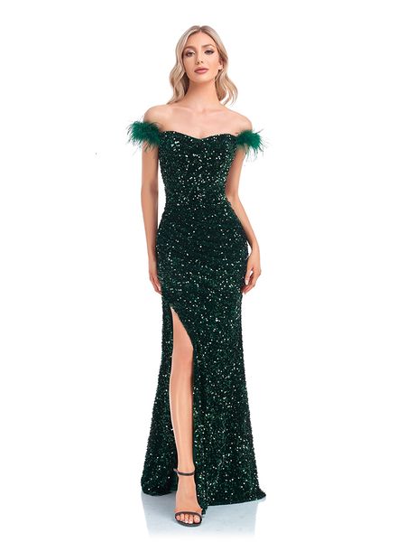 

runway dresses lucyinlove elegant evening dresses green sequin split party backless women long luxurious gown formal dress cocktail 230210, Black