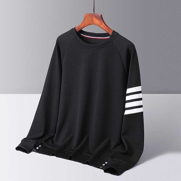 

men's hoody tomh brown hoodie designer winter waffle sweater four bars women's single fashion casual sweatshirt round neck brand, Black