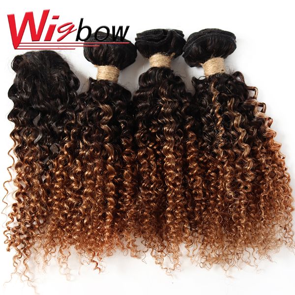 

lace s short ombre human hair bundles with clre brazilian jerry curly 8 10 12inch natural 230210, Black;brown