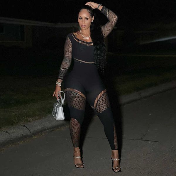 

women's pants capris wind 2022 autumn women's new mesh perspective hollow high waist pants no long tight bodysuit t230210, Black;white