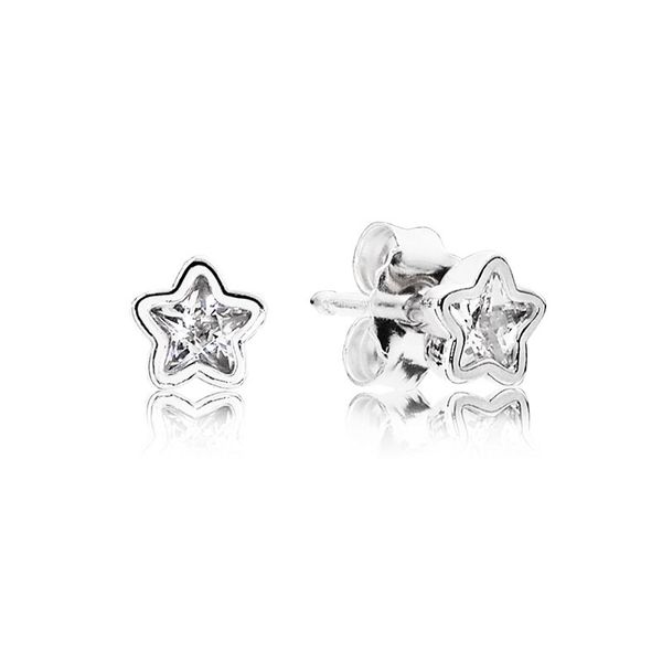 

cz diamond stars stud earring with original box for pandora authentic sterling silver women girls wedding jewelry girlfriend gift engagement, Golden;silver