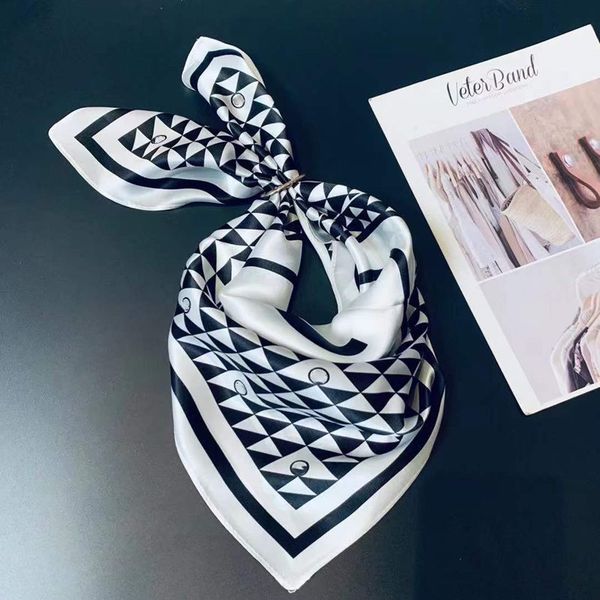 

small silk scarf for women 2023 new print handle bag ribbons brand fashion head scarf small long skinny scarves, Blue;gray