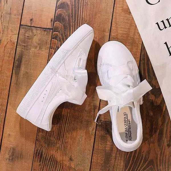 

dress shoes new women shoes spring ribbon bow white casual sneakers non slip fashion flower flat all-match shoes rainbow ribbon sneakers g23, Black
