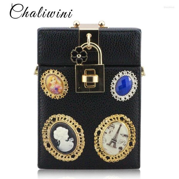 

shoulder bags chaliwinfashion black coffee pu clutch chain evening bag lock box ladies boutique packet women mini handbags