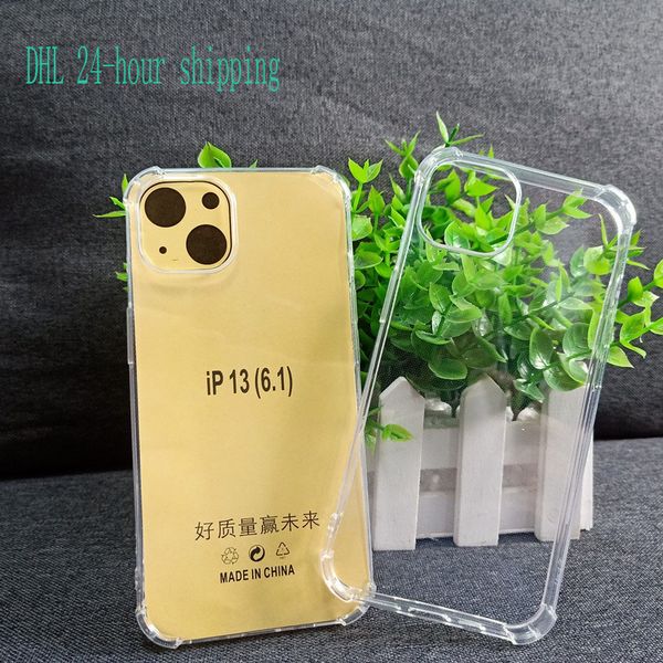 

dhl 1.5mm shockproof soft tpu cases for iphone 14 pro max 13 13pro 13pro max 12 12pro 11 11pro anti fall airbag four corner drop crystal cle