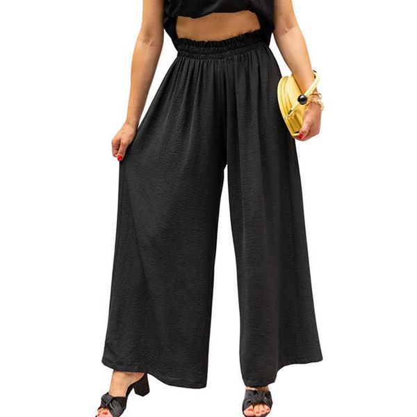 

women's pants capris 2023 spring and summer new cotton and hemp solid wide leg high waist pants loose casual pants t2302, Black;white